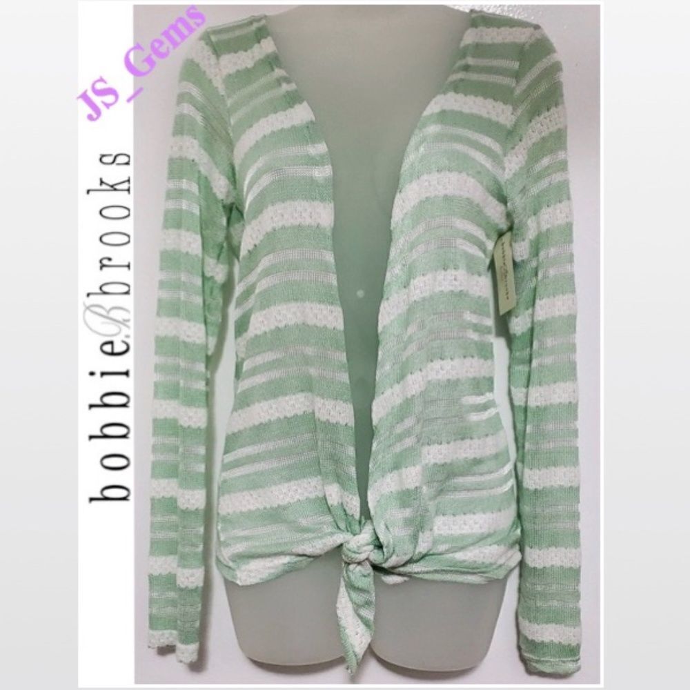 New Front Bottom Tie Open Knit Cardigan Sweater